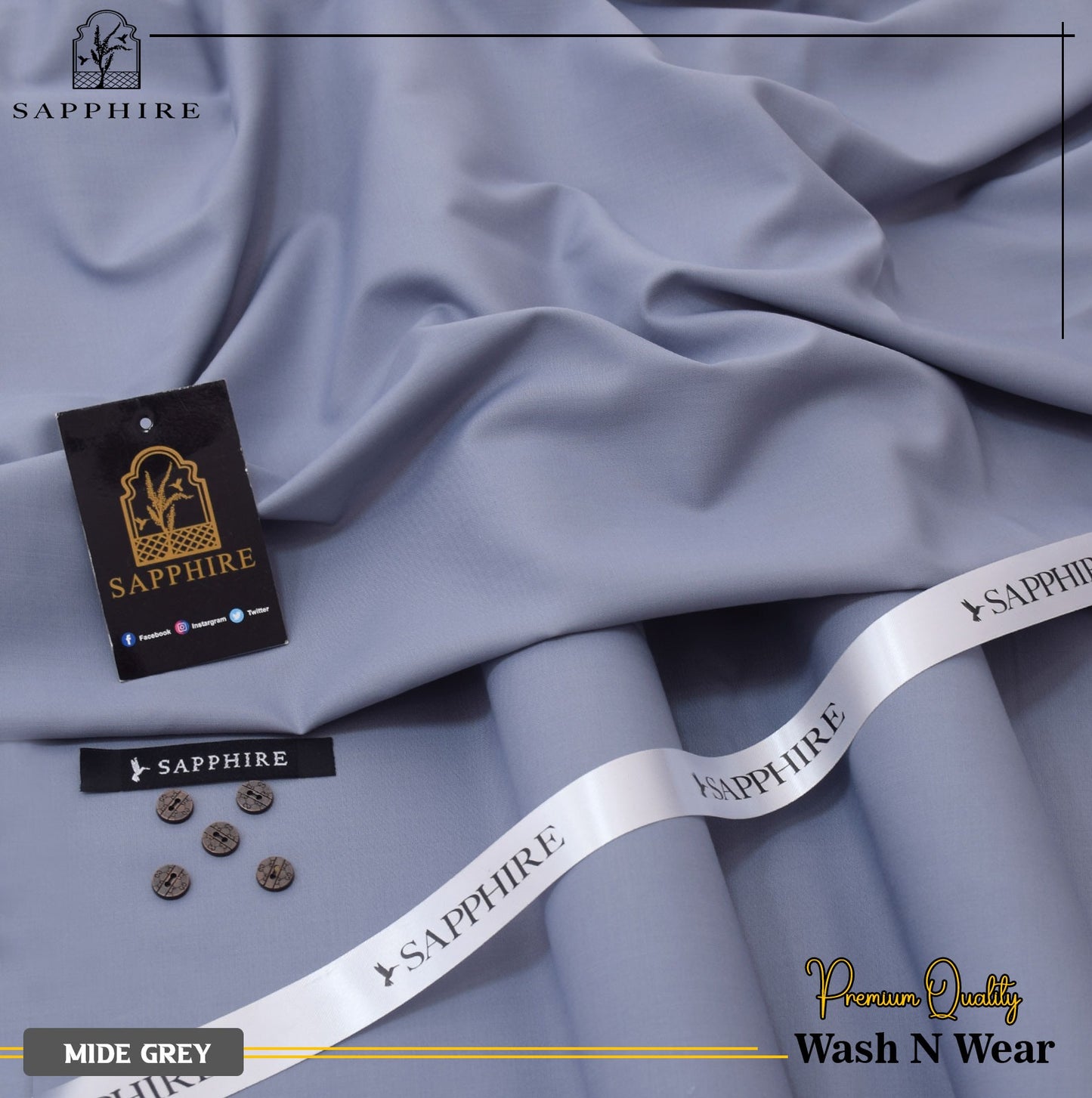 Sapphire Mide Grey Wash & Wear