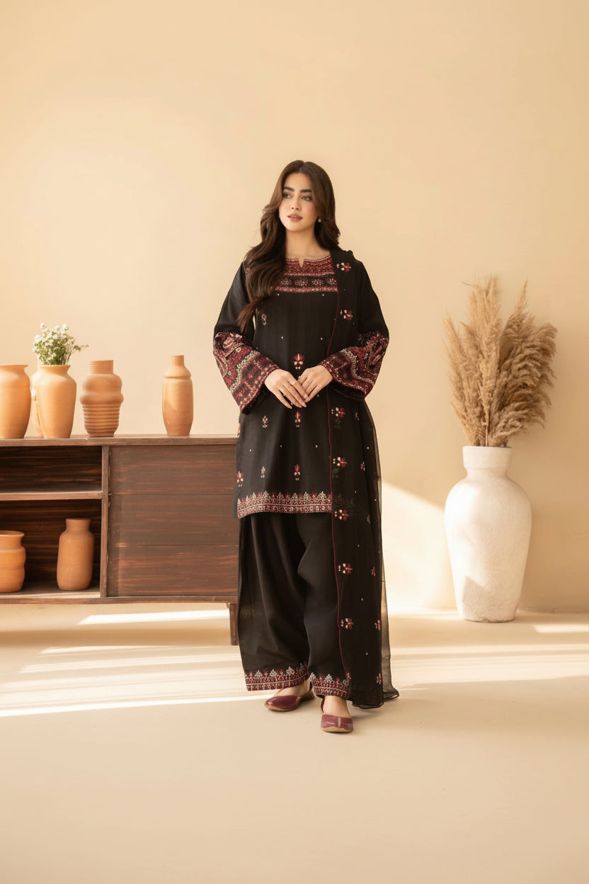 Tiraz 9014 – Winter 3 Piece Heavy Embroidered Collection