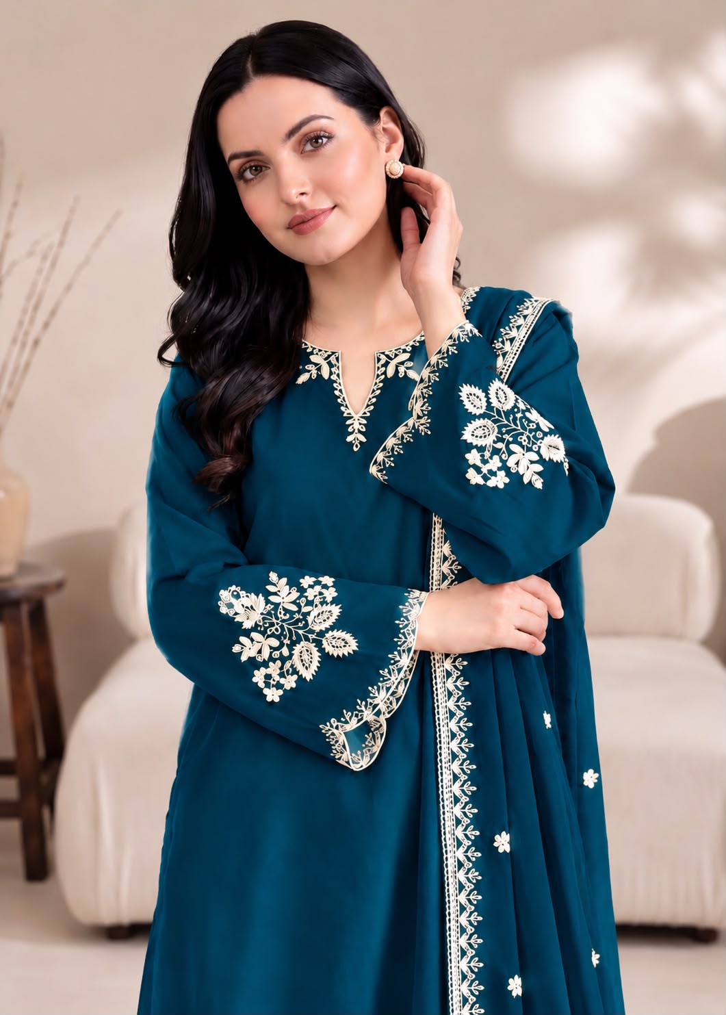 RUMI SET Dhanak 3-Piece Embroidered Suit – Winter Collection 2026–2027 | D# 3003