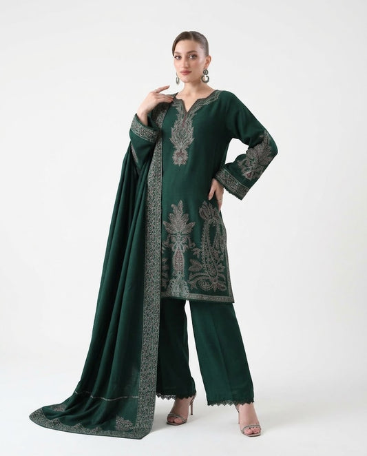 Batik 1270 Premium Airjet Dhanak 3 Piece Embroidered Winter Suit with Shawl
