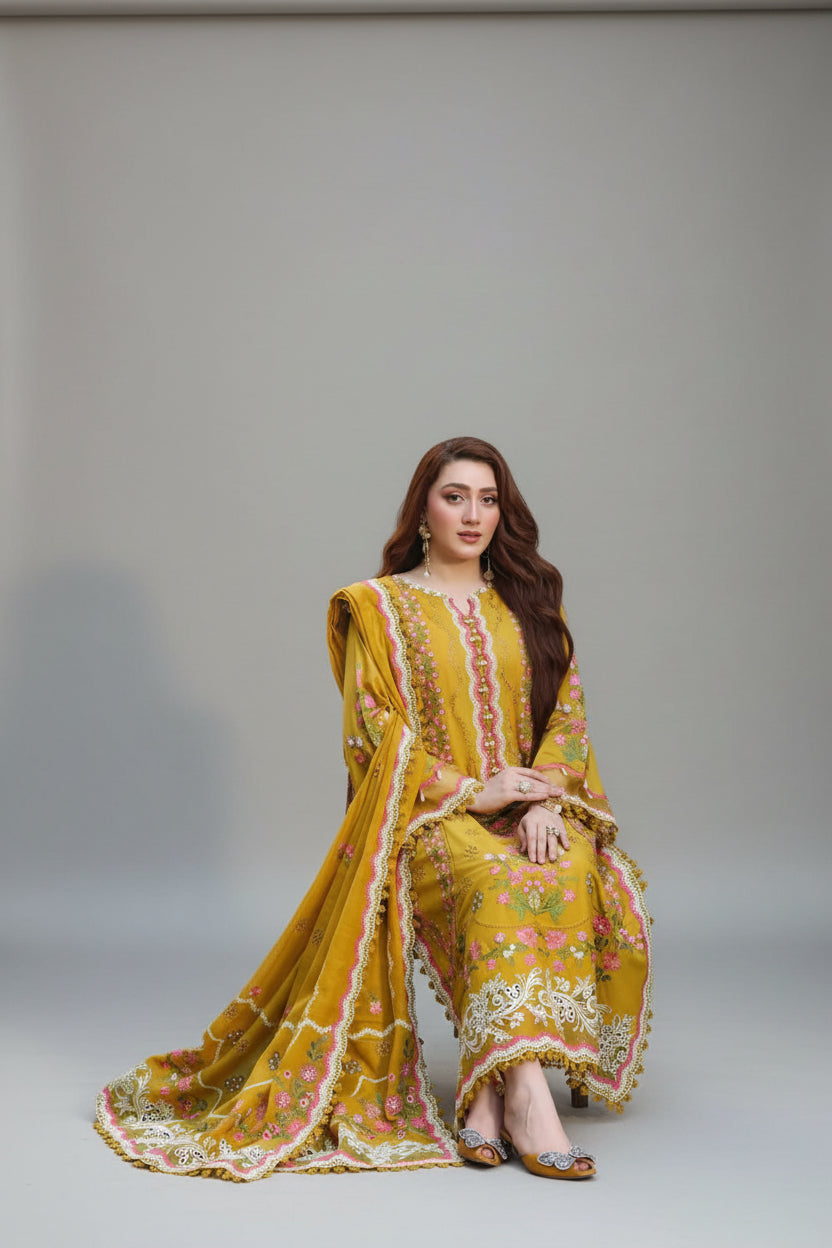 Aneelas 3- PC winter Embordiery Dhanak collection | Code 150