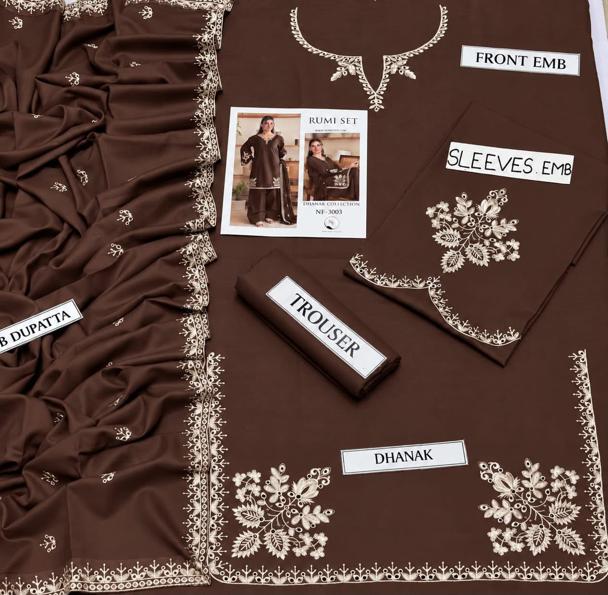Rumi Set D#3003 Premium Air-Jet Dhanak 3PC Winter Suit