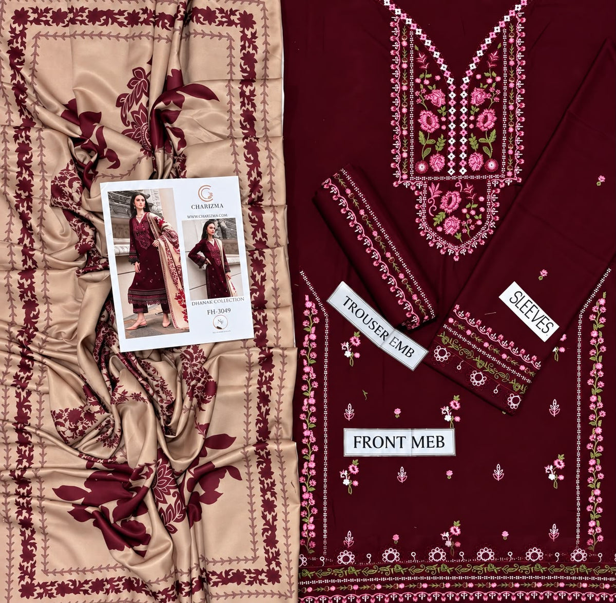 CHARIZMA Premium Dhanak 3-Piece Embroidered Suit – Winter Collection 2026/27 | NF 3049