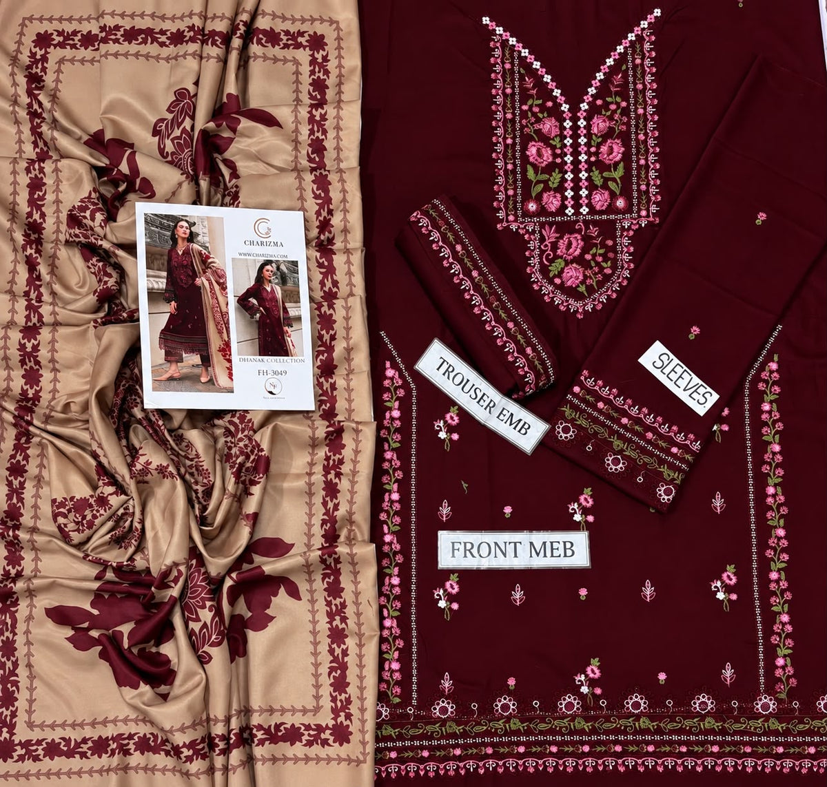 CHARIZMA Premium Dhanak 3-Piece Embroidered Suit – Winter Collection 2026/27 | NF 3049
