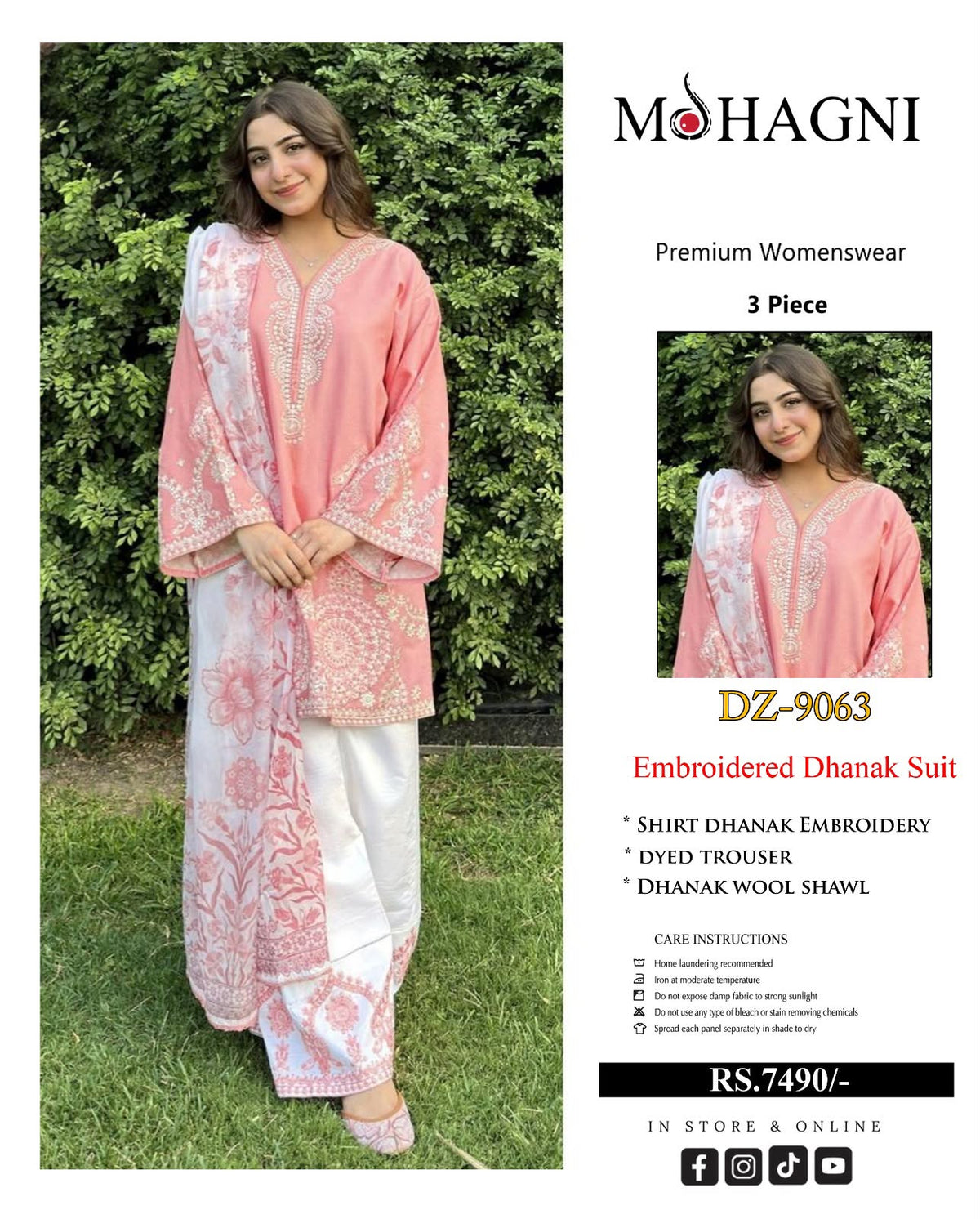 Mohagni 9063 – Winter 3 Piece Embroidered Collection