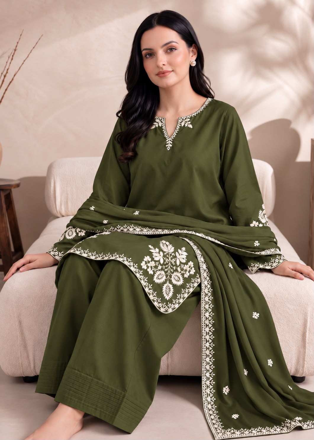 RUMI SET Dhanak 3-Piece Embroidered Suit – Winter Collection 2026–2027 | D# 3003