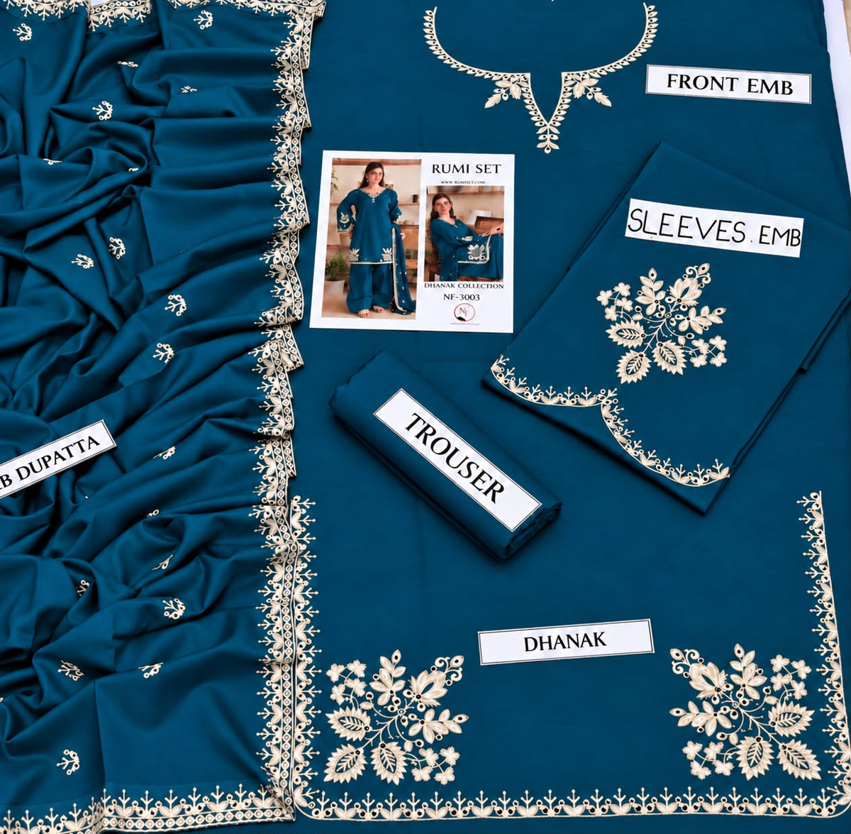 RUMI SET Dhanak 3-Piece Embroidered Suit – Winter Collection 2026–2027 | D# 3003