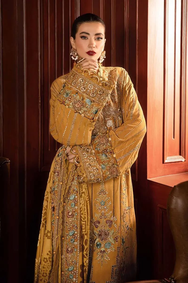 Maria B Premium Air-Jet Dhanak 3PC Embroidered Winter Suit | NF-421