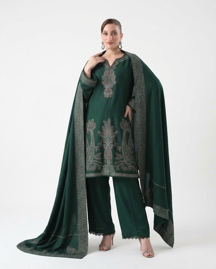 Batik 1270 Premium Airjet Dhanak 3 Piece Embroidered Winter Suit with Shawl