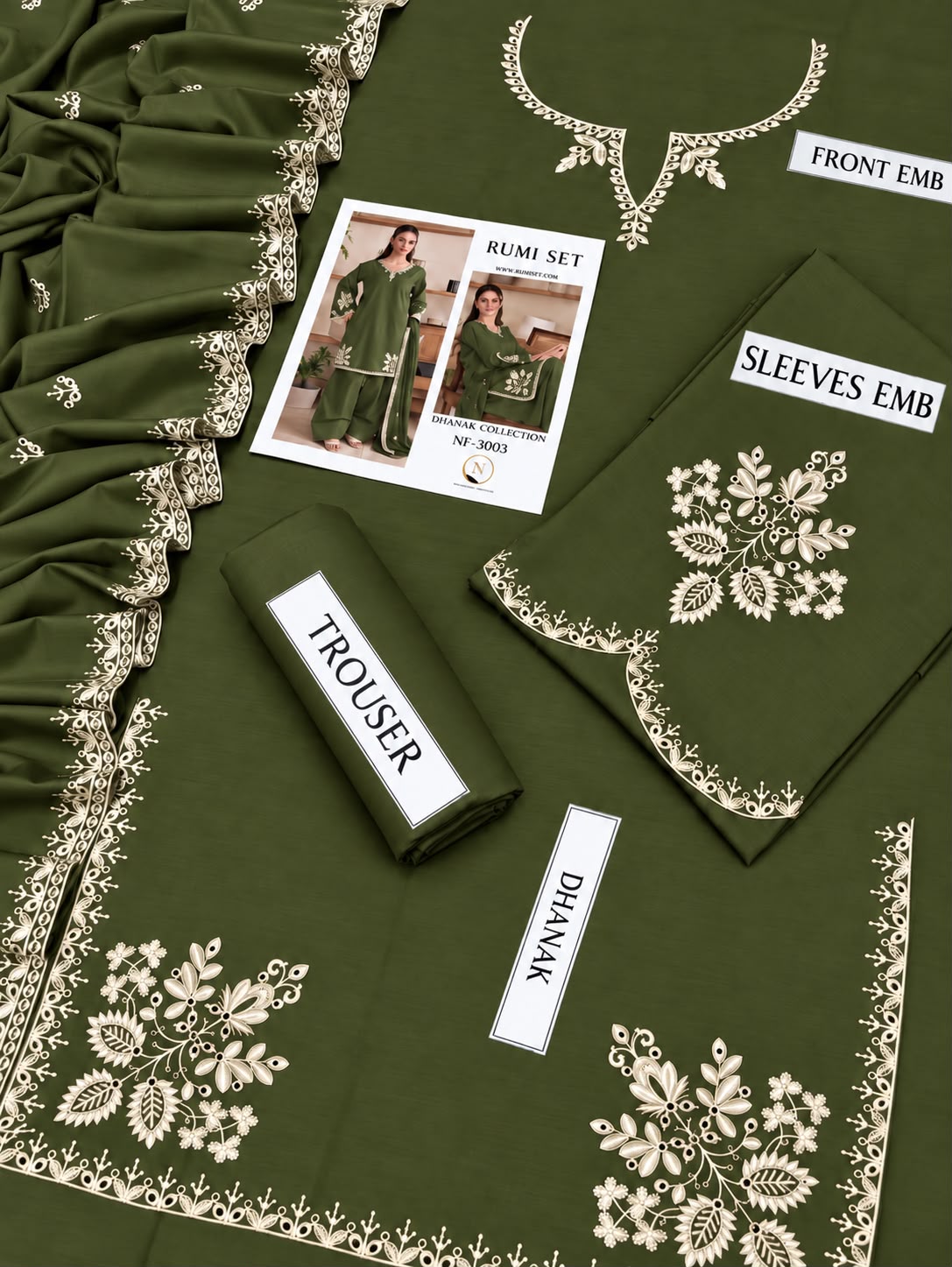 RUMI SET Dhanak 3-Piece Embroidered Suit – Winter Collection 2026–2027 | D# 3003