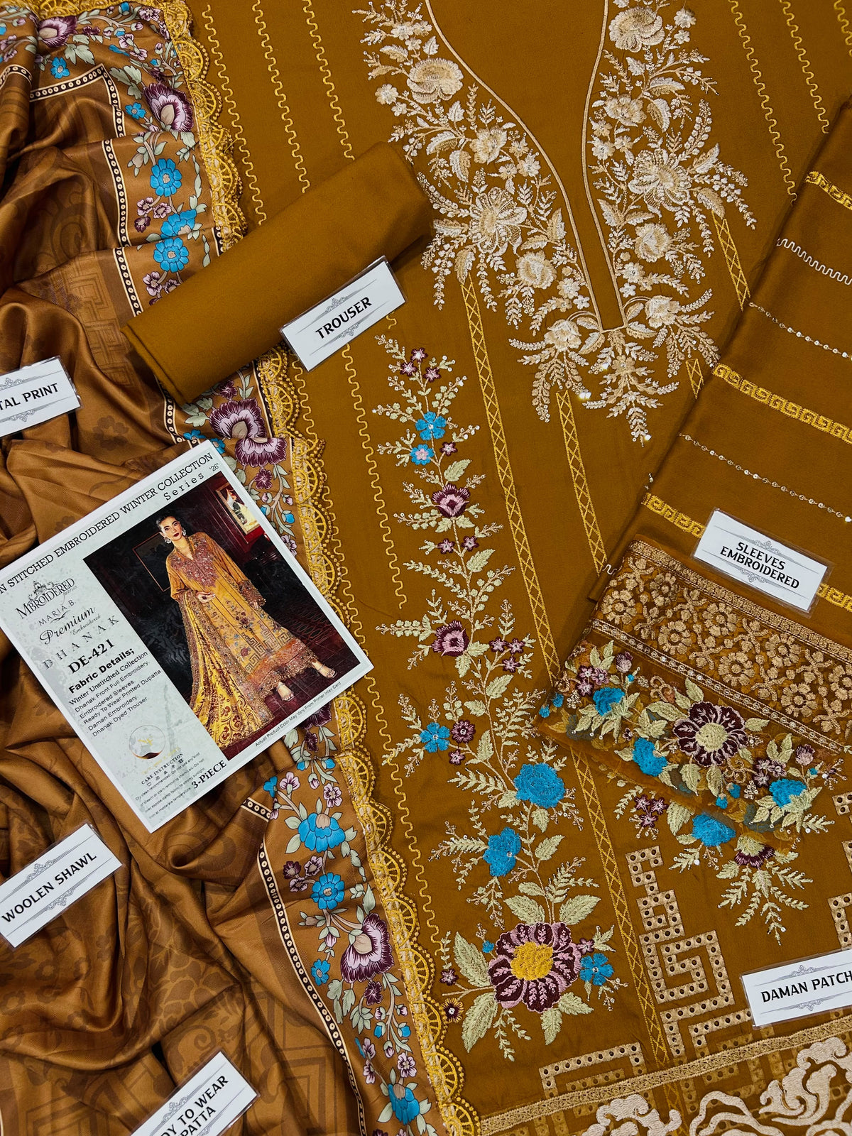 Maria B Premium Air-Jet Dhanak 3PC Embroidered Winter Suit | NF-421