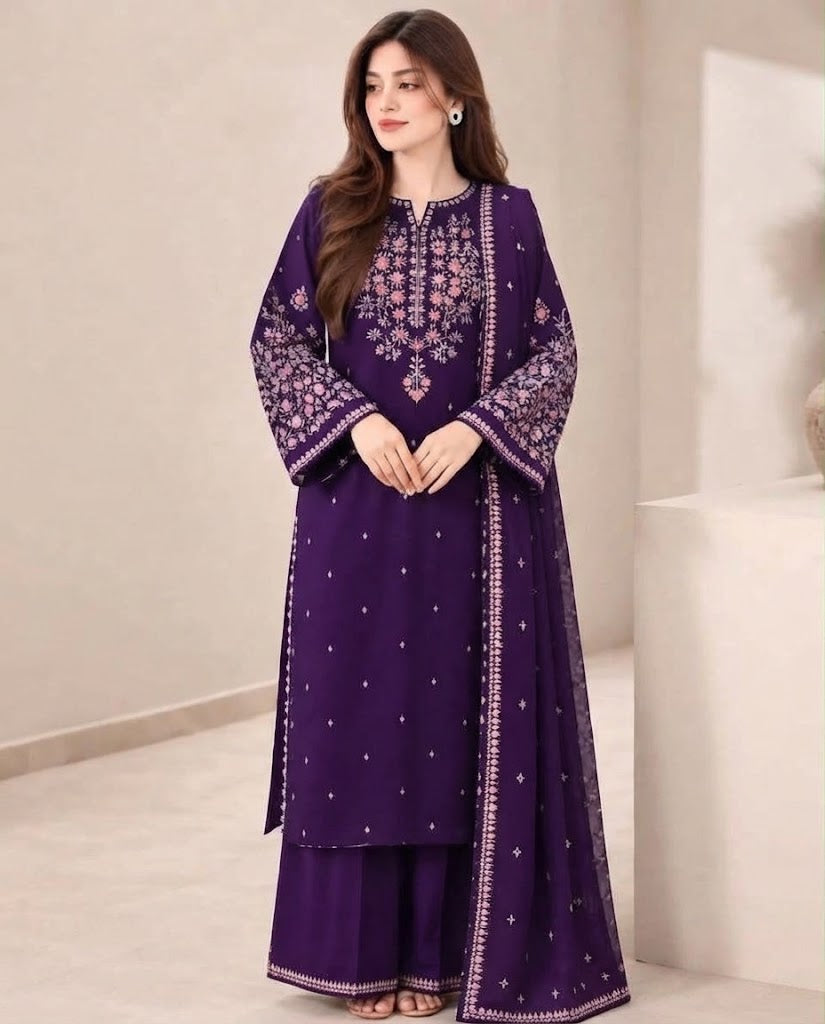 Batik Winter Dhanak 3PC Embroidered Suit | Premium Air-Jet Pure Dhanak Collection 2026-27