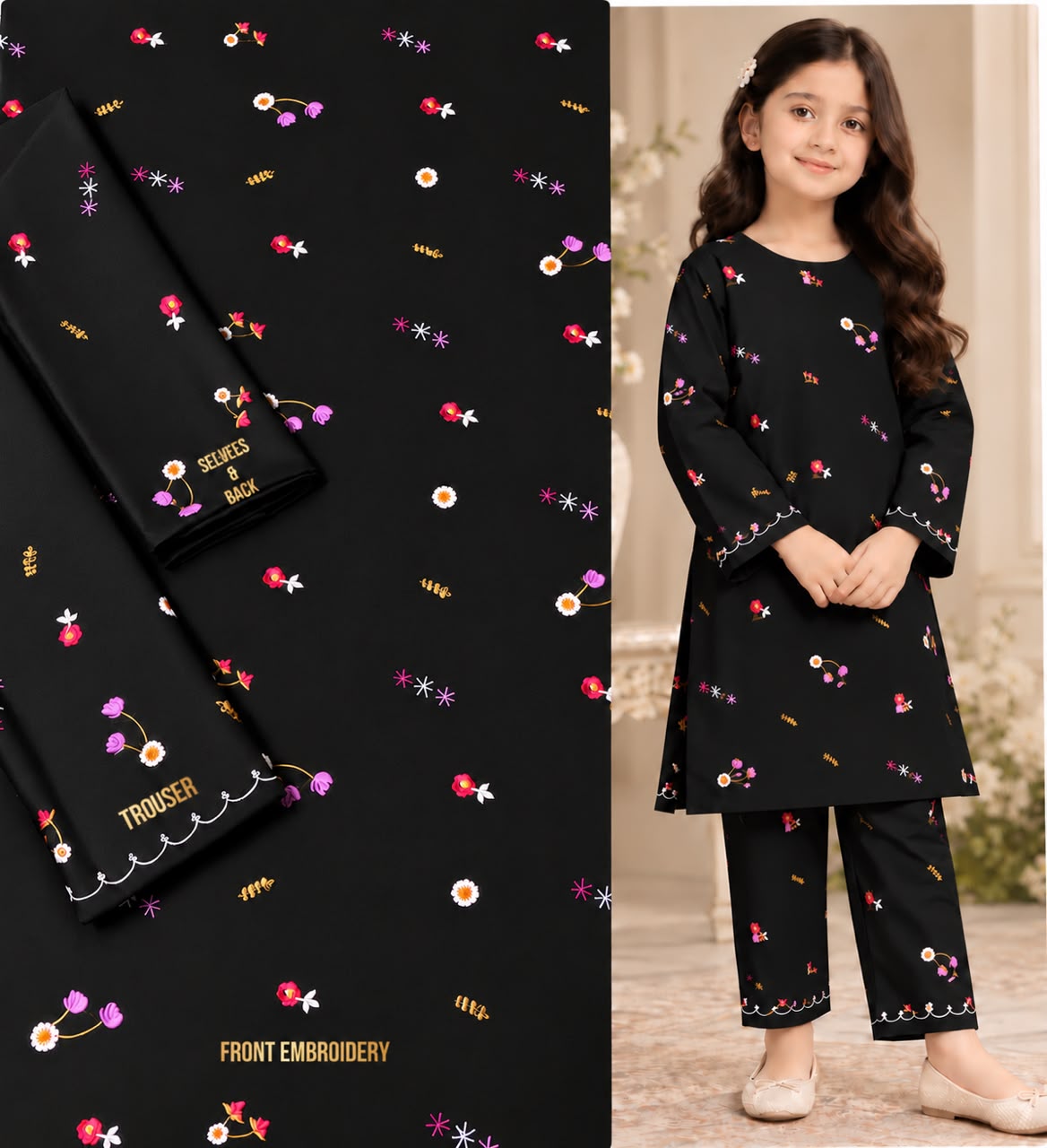 BAREEZE EMBROIDERED DHANAK – KIDS COLLECTION