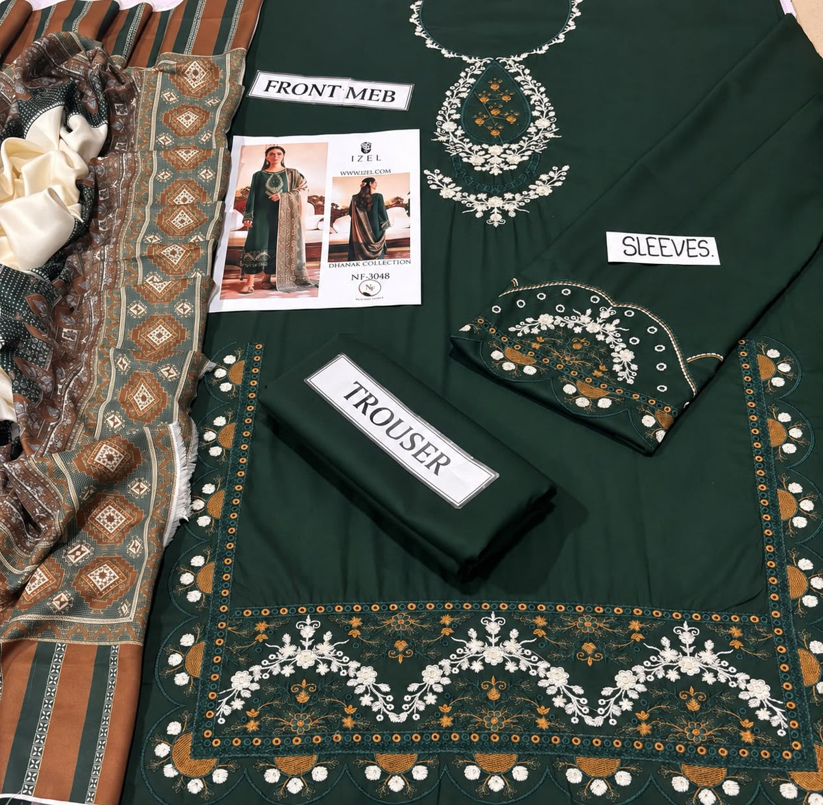 IZEL Premium Dhanak 3-Piece Embroidered Suit – Winter Collection 2026/27 | NF 3048
