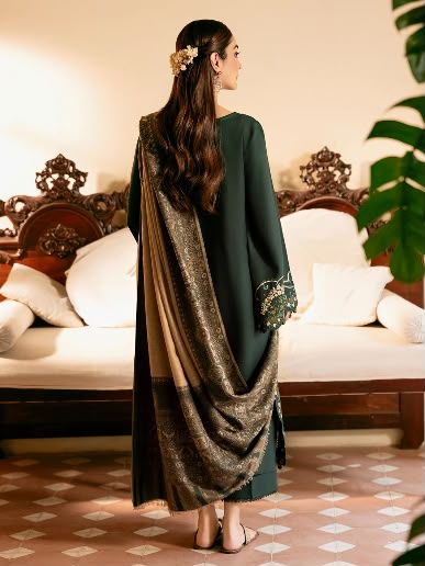 IZEL Premium Dhanak 3-Piece Embroidered Suit – Winter Collection 2026/27 | NF 3048