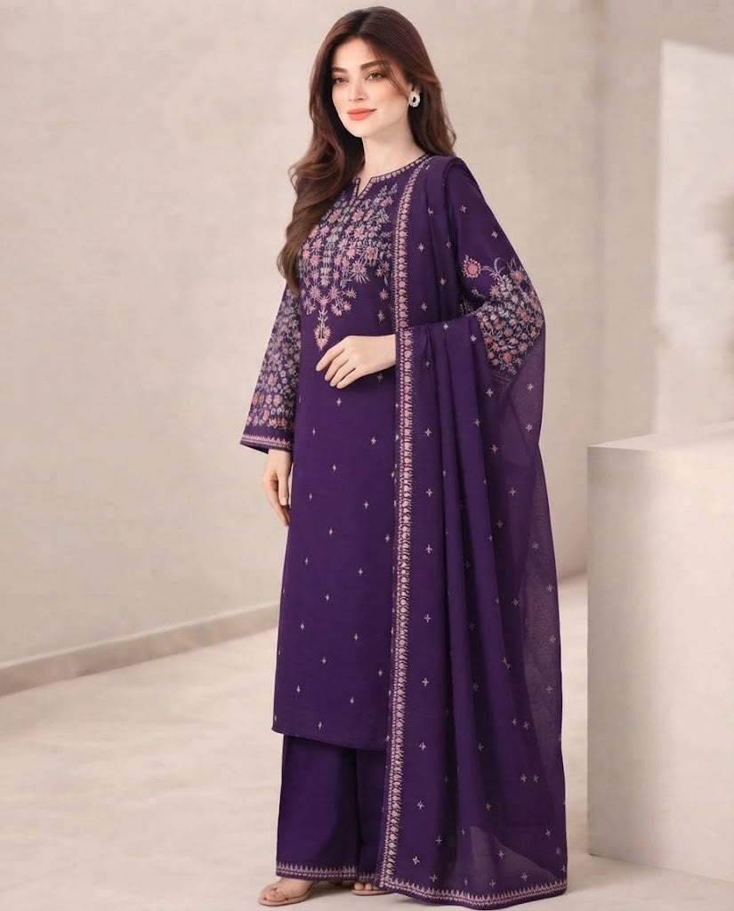 Batik Winter Dhanak 3PC Embroidered Suit | Premium Air-Jet Pure Dhanak Collection 2026-27