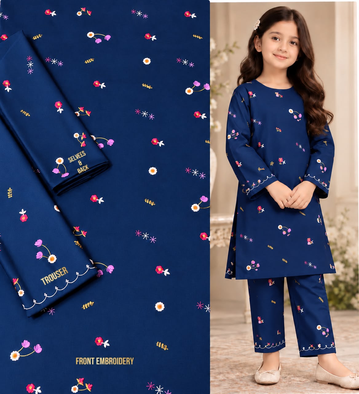 BAREEZE EMBROIDERED DHANAK – KIDS COLLECTION