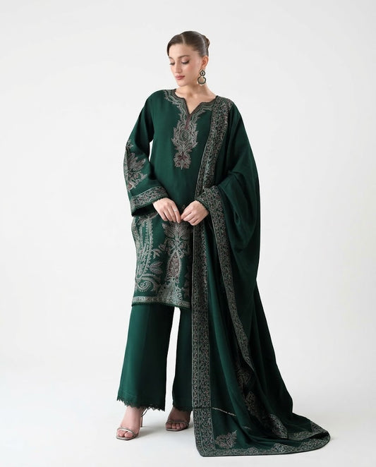 Batik 1270 Premium Airjet Dhanak 3 Piece Embroidered Winter Suit with Shawl