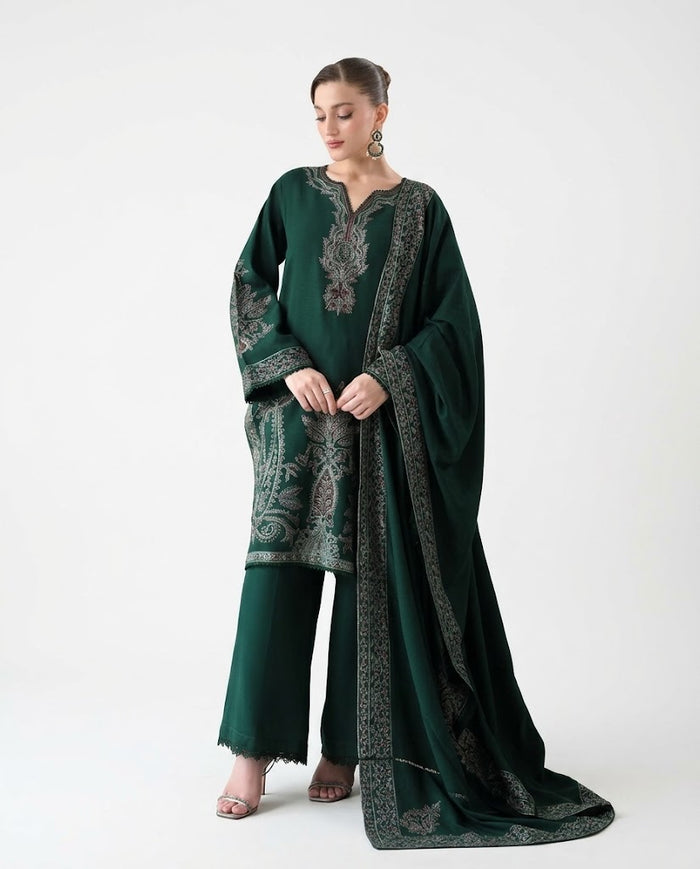 Batik 1270 Premium Airjet Dhanak 3 Piece Embroidered Winter Suit with Shawl