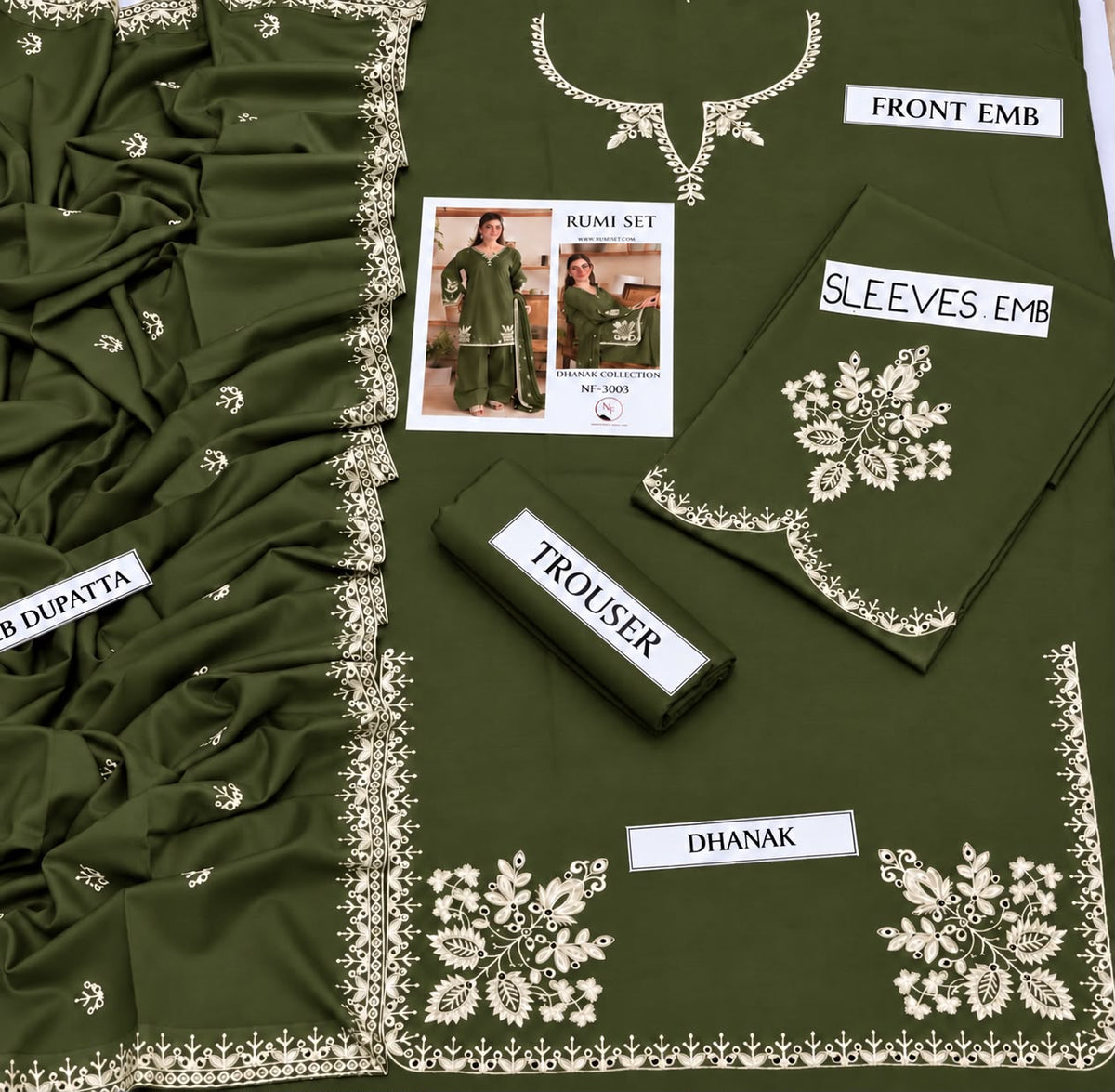 RUMI SET Dhanak 3-Piece Embroidered Suit – Winter Collection 2026–2027 | D# 3003