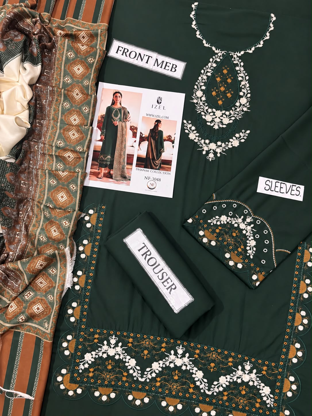 IZEL Premium Dhanak 3-Piece Embroidered Suit – Winter Collection 2026/27 | NF 3048