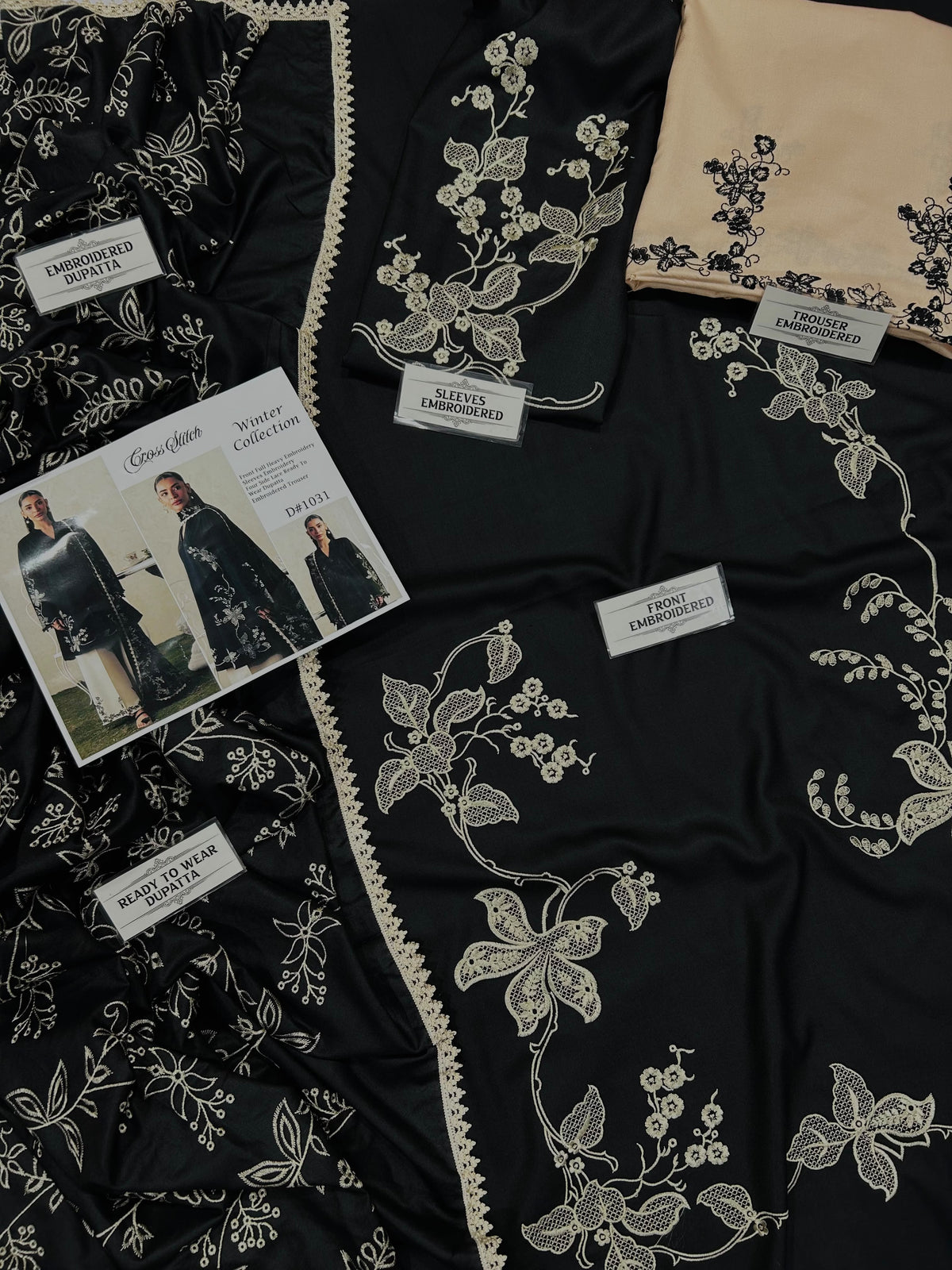Cross Stitch Premium Air-Jet Dhanak 3PC Embroidered Winter Suit | NF-1031