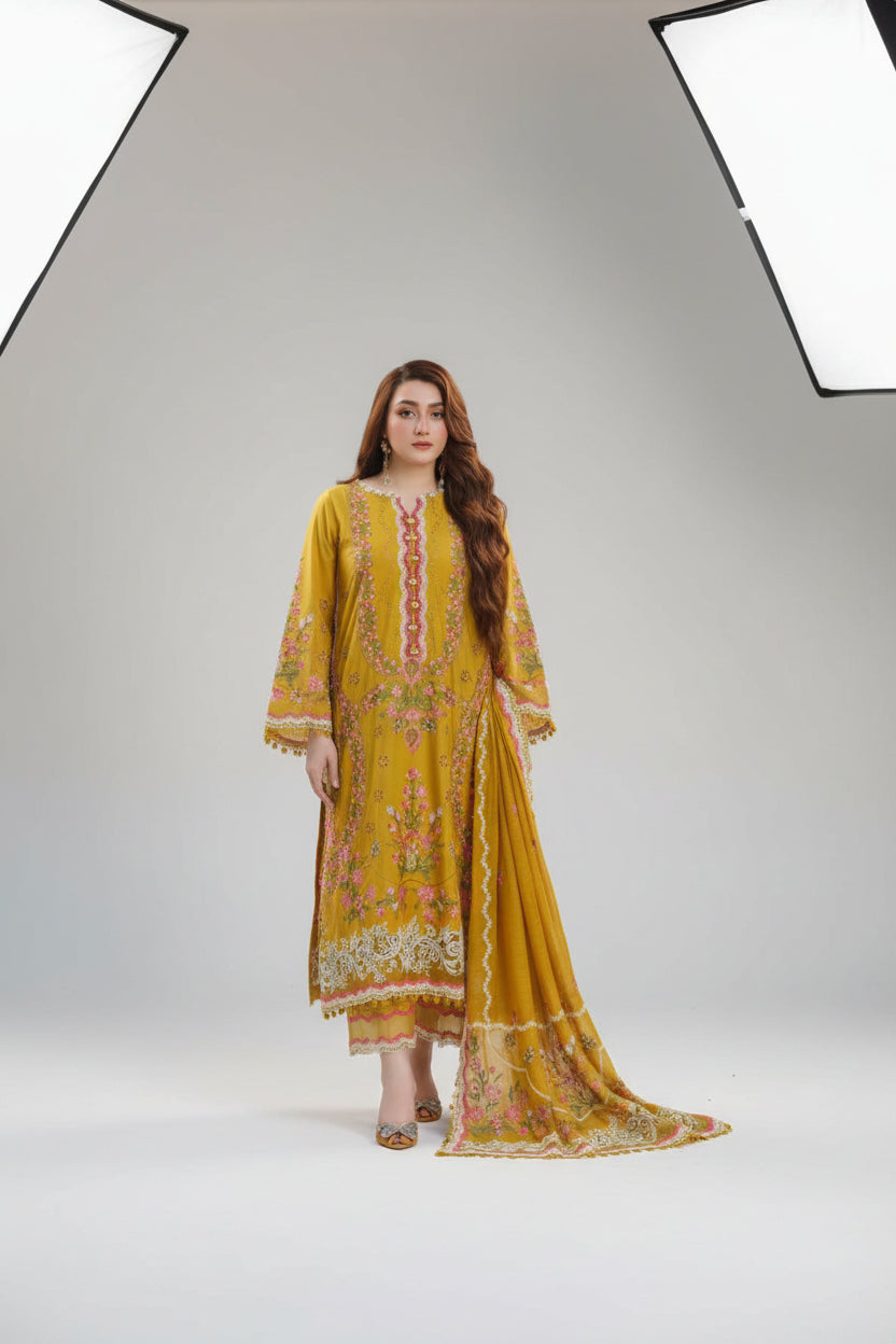 Aneelas 3- PC winter Embordiery Dhanak collection | Code 150