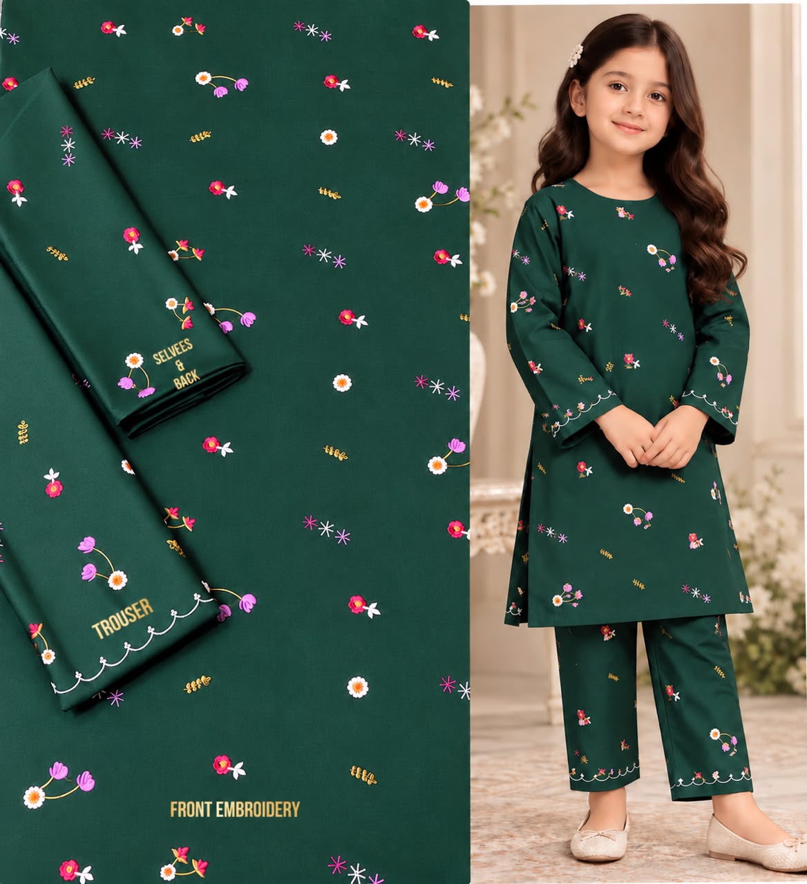 BAREEZE EMBROIDERED DHANAK – KIDS COLLECTION