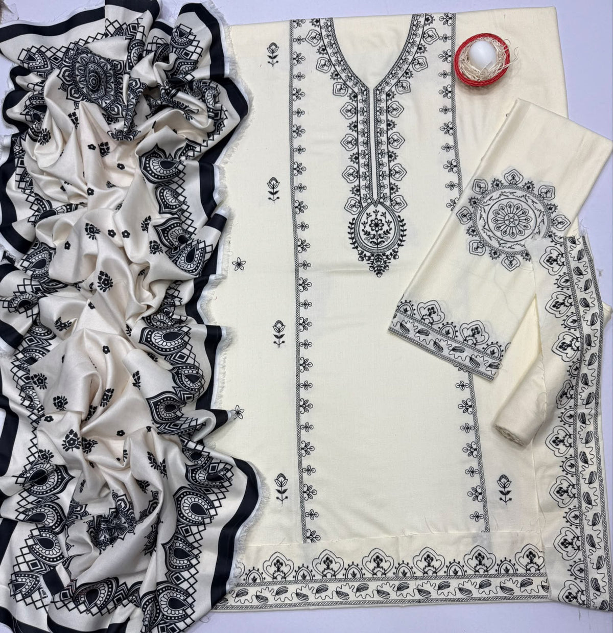 Indian Boti 3 Piece Winter Collection | Dhanak Air Jet Embroidered Suit