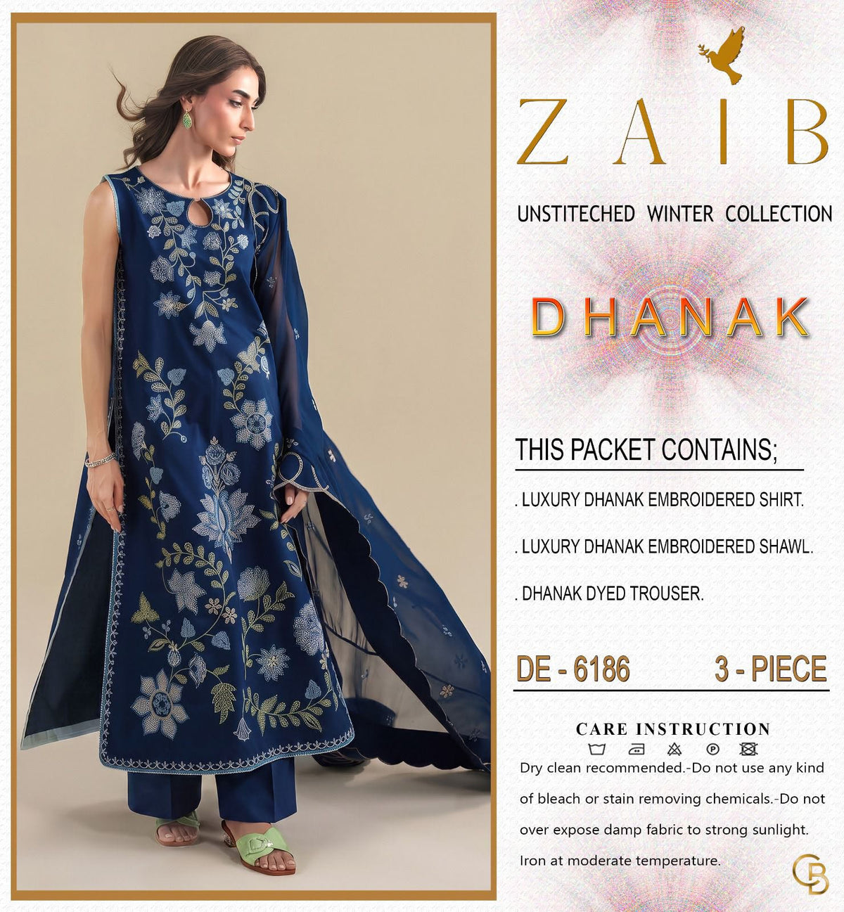 Zaib 6186 – Winter 3 Piece Full Heavy Embroidered Collection