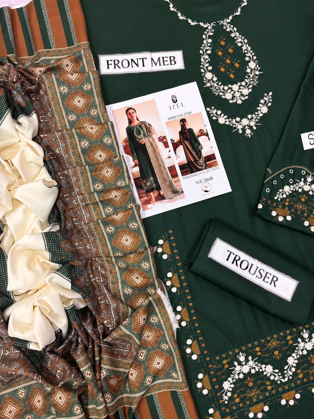IZEL Premium Dhanak 3-Piece Embroidered Suit – Winter Collection 2026/27 | NF 3048