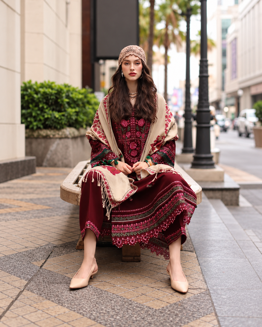 CHARIZMA Premium Dhanak 3-Piece Embroidered Suit – Winter Collection 2026/27 | NF 3049