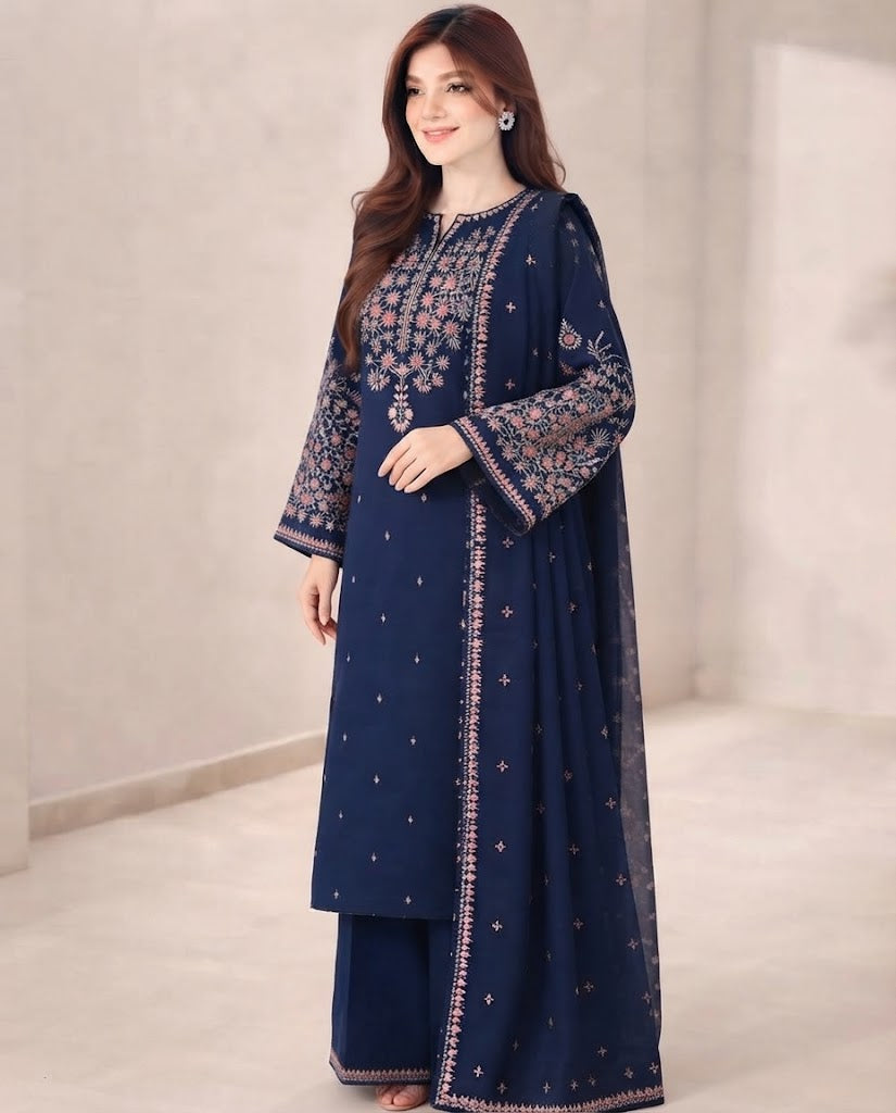 Batik Winter Dhanak 3PC Embroidered Suit | Premium Air-Jet Pure Dhanak Collection 2026-27