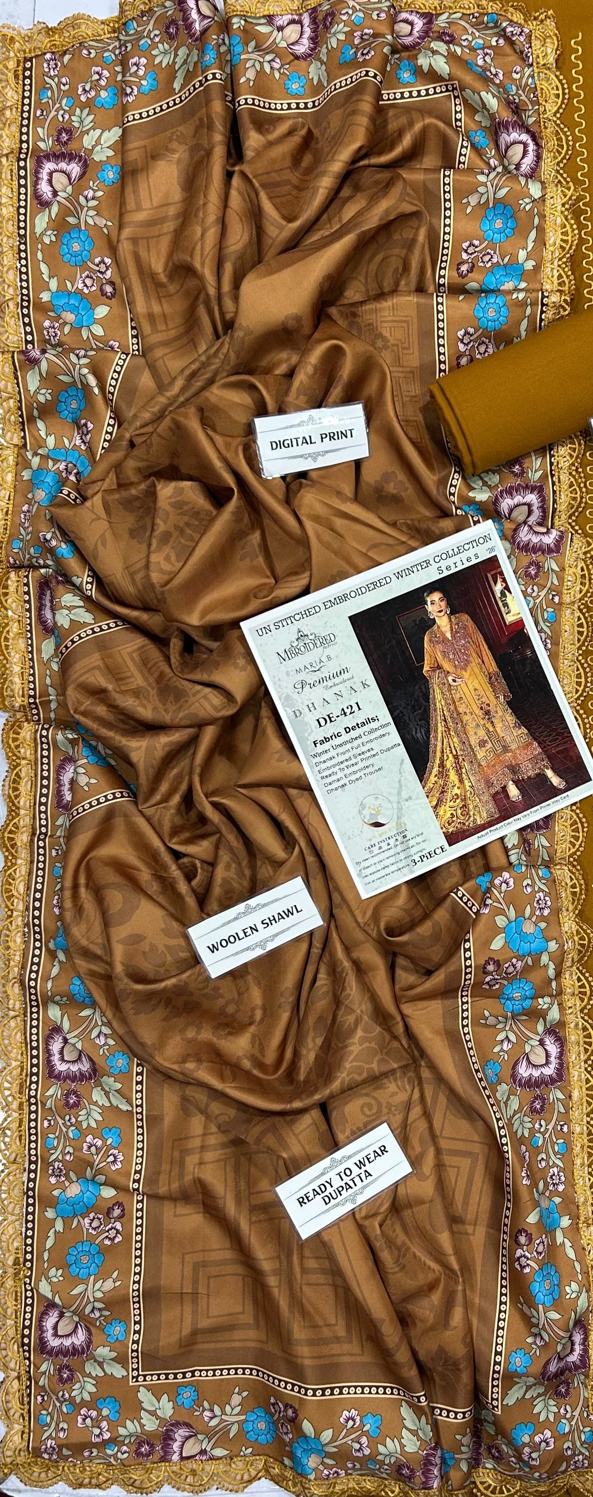 Maria B Premium Air-Jet Dhanak 3PC Embroidered Winter Suit | NF-421