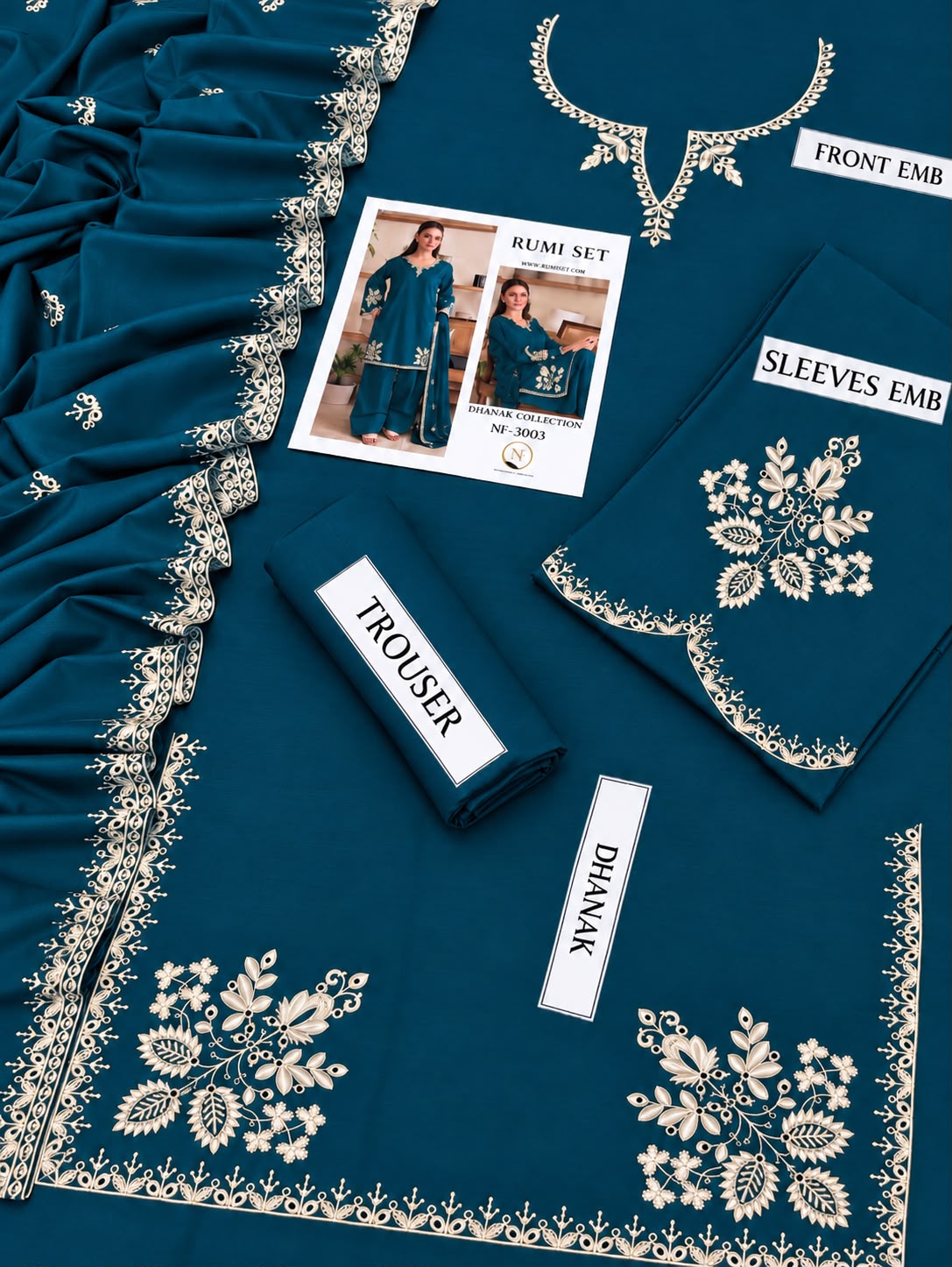 RUMI SET Dhanak 3-Piece Embroidered Suit – Winter Collection 2026–2027 | D# 3003