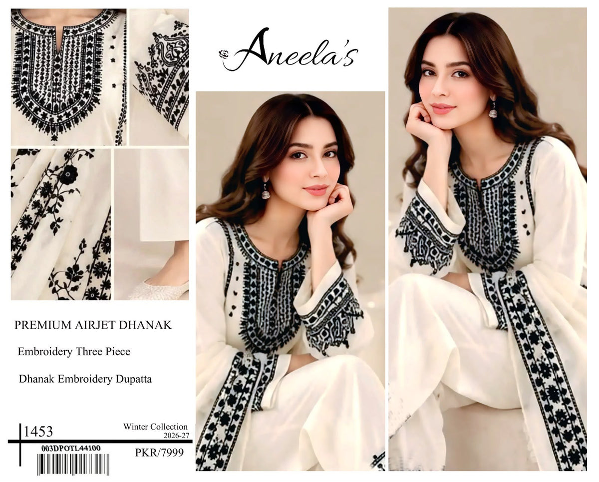 GRACE 1453 – Premium Airjet Dhanak 3-Piece Suit | Winter Collection 2026–27