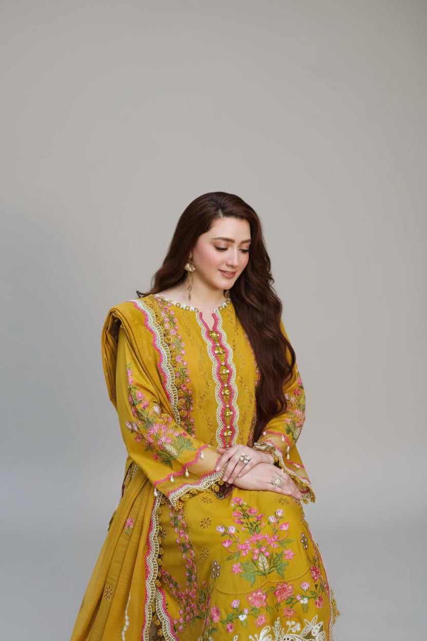 Aneelas 3- PC winter Embordiery Dhanak collection | Code 150