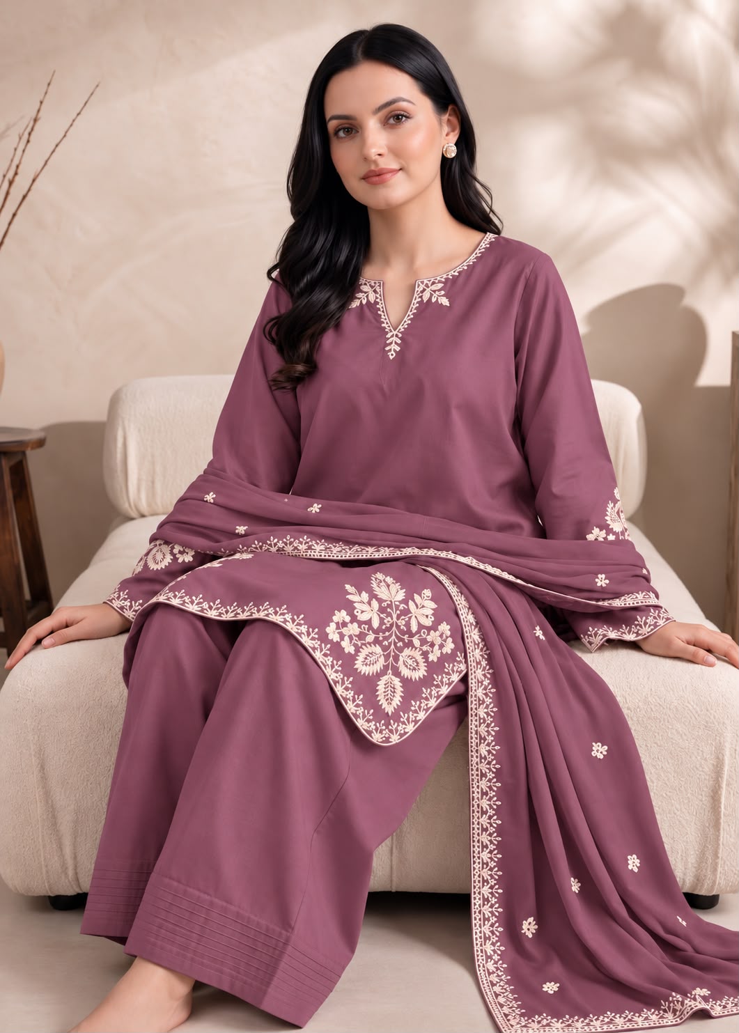 Rumi Set D#3003 – Premium Air-Jet Dhanak 3-Piece Embroidered Suit | Winter Collection 2026–27