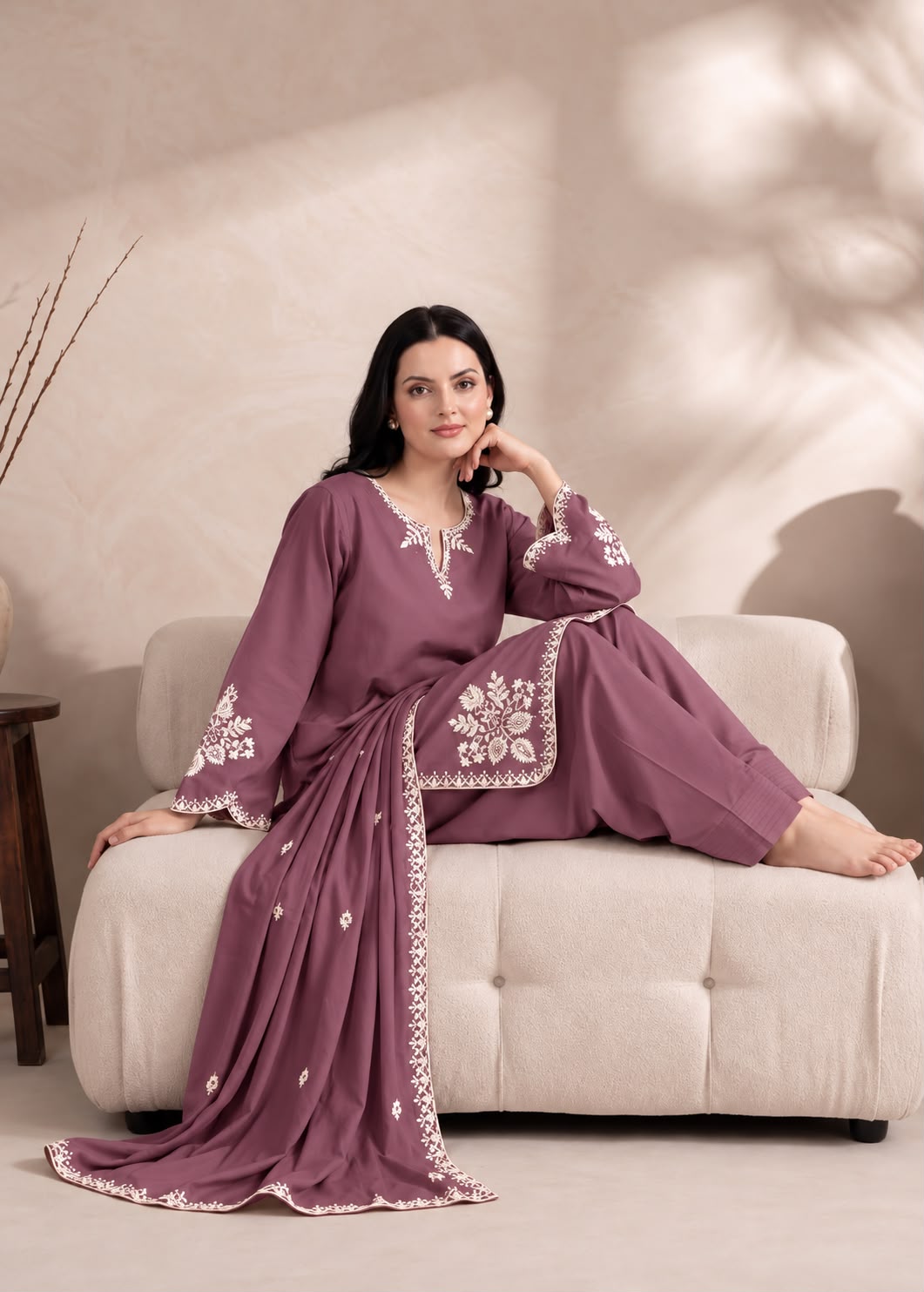 Rumi Set D#3003 – Premium Air-Jet Dhanak 3-Piece Embroidered Suit | Winter Collection 2026–27