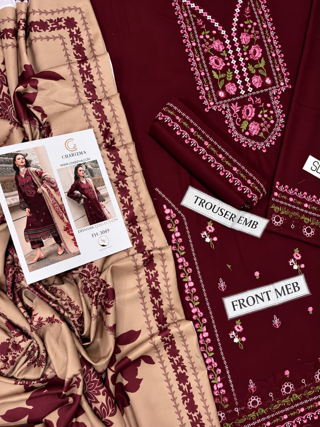 CHARIZMA Premium Dhanak 3-Piece Embroidered Suit – Winter Collection 2026/27 | NF 3049