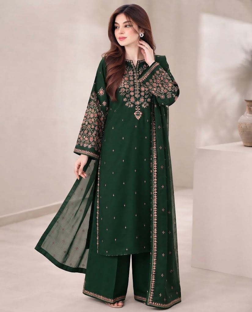 Batik Winter Dhanak 3PC Embroidered Suit | Premium Air-Jet Pure Dhanak Collection 2026-27