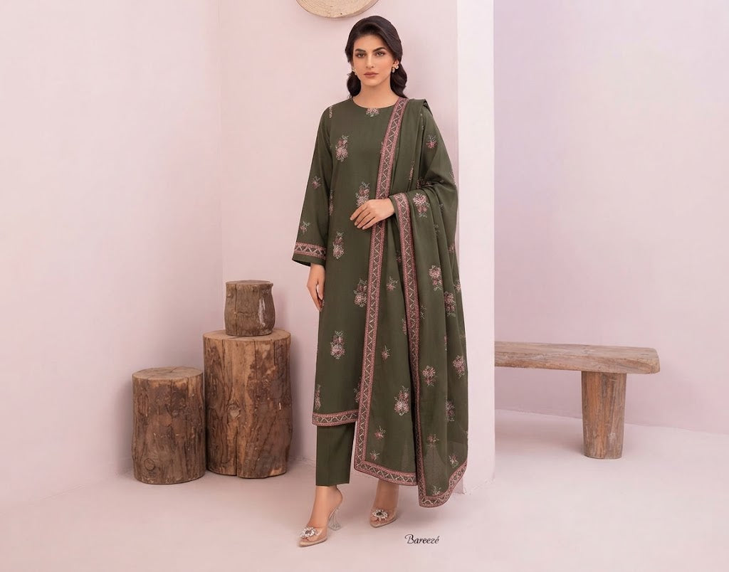 Bareeze Premium Airjet Dhanak 3PC Embroidered Winter Suit