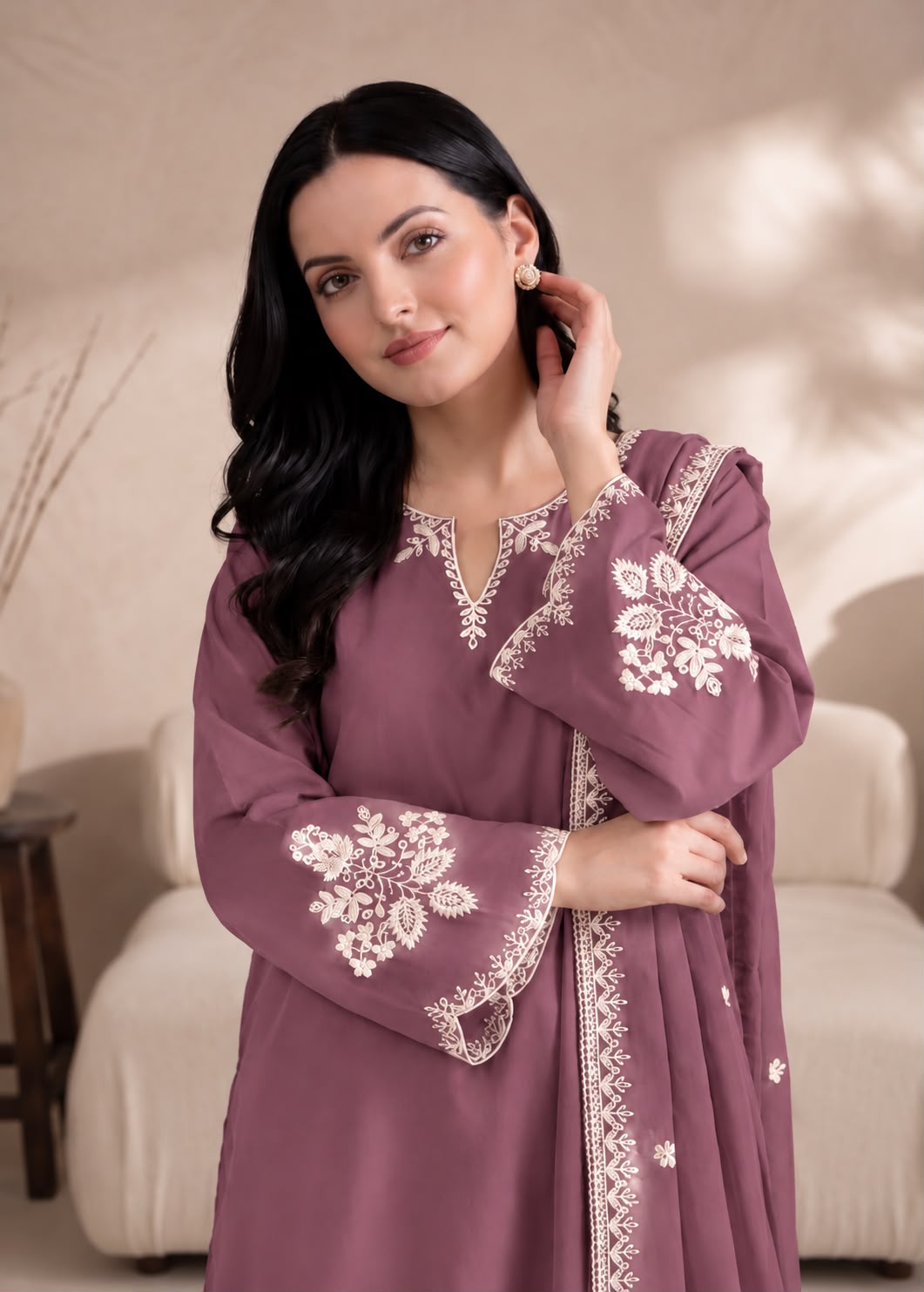 Rumi Set D#3003 – Premium Air-Jet Dhanak 3-Piece Embroidered Suit | Winter Collection 2026–27