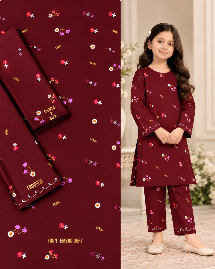 BAREEZE EMBROIDERED DHANAK – KIDS COLLECTION
