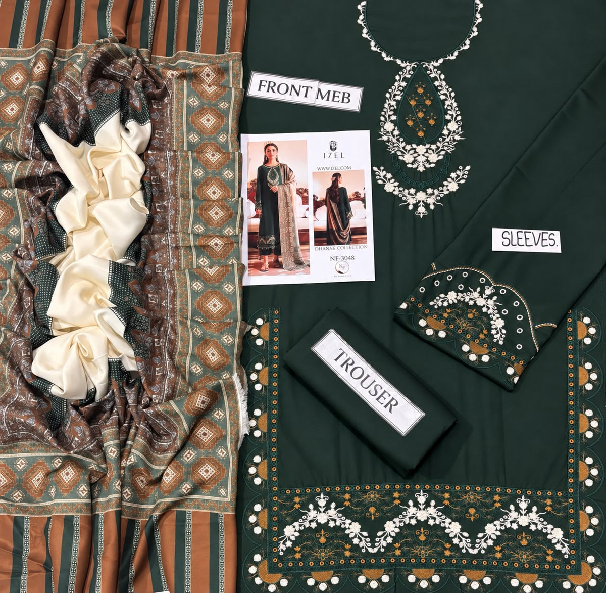 IZEL Premium Dhanak 3-Piece Embroidered Suit – Winter Collection 2026/27 | NF 3048