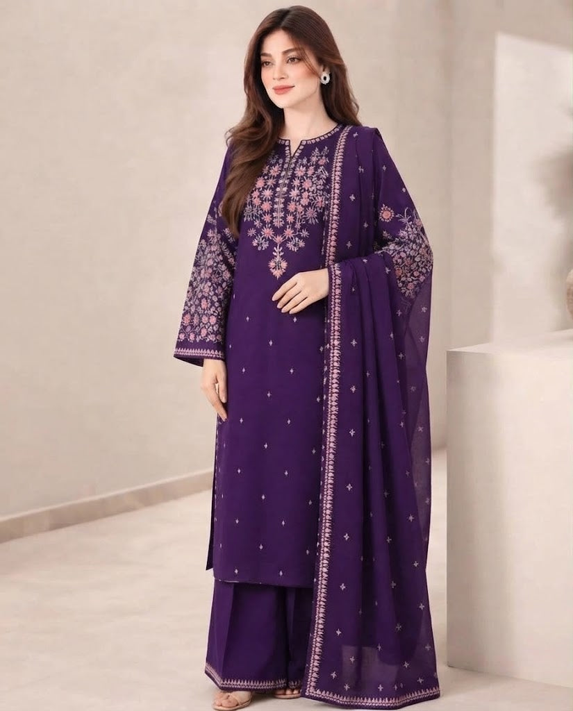 Batik Winter Dhanak 3PC Embroidered Suit | Premium Air-Jet Pure Dhanak Collection 2026-27