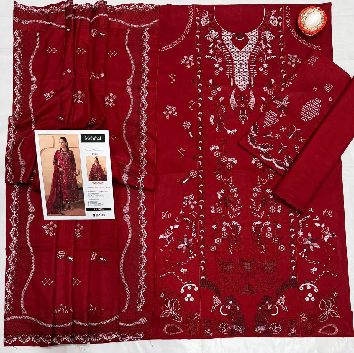 Mehimal 9027 – Premium Dhanak Embroidered 3-Piece Winter Suit
