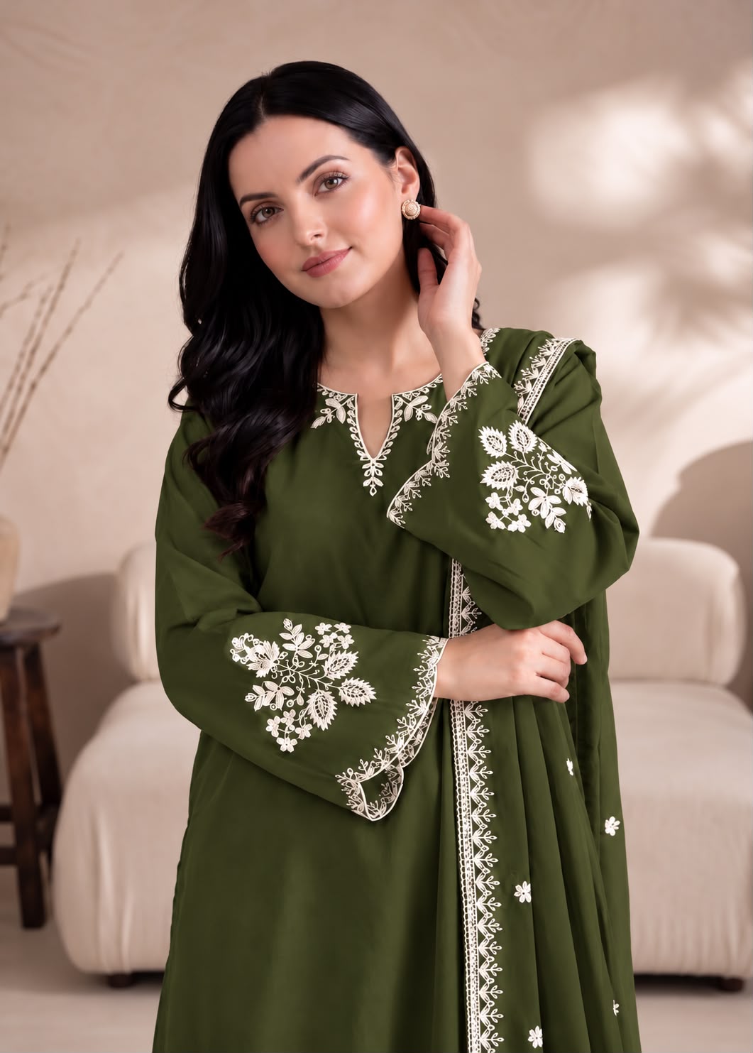 RUMI SET Dhanak 3-Piece Embroidered Suit – Winter Collection 2026–2027 | D# 3003