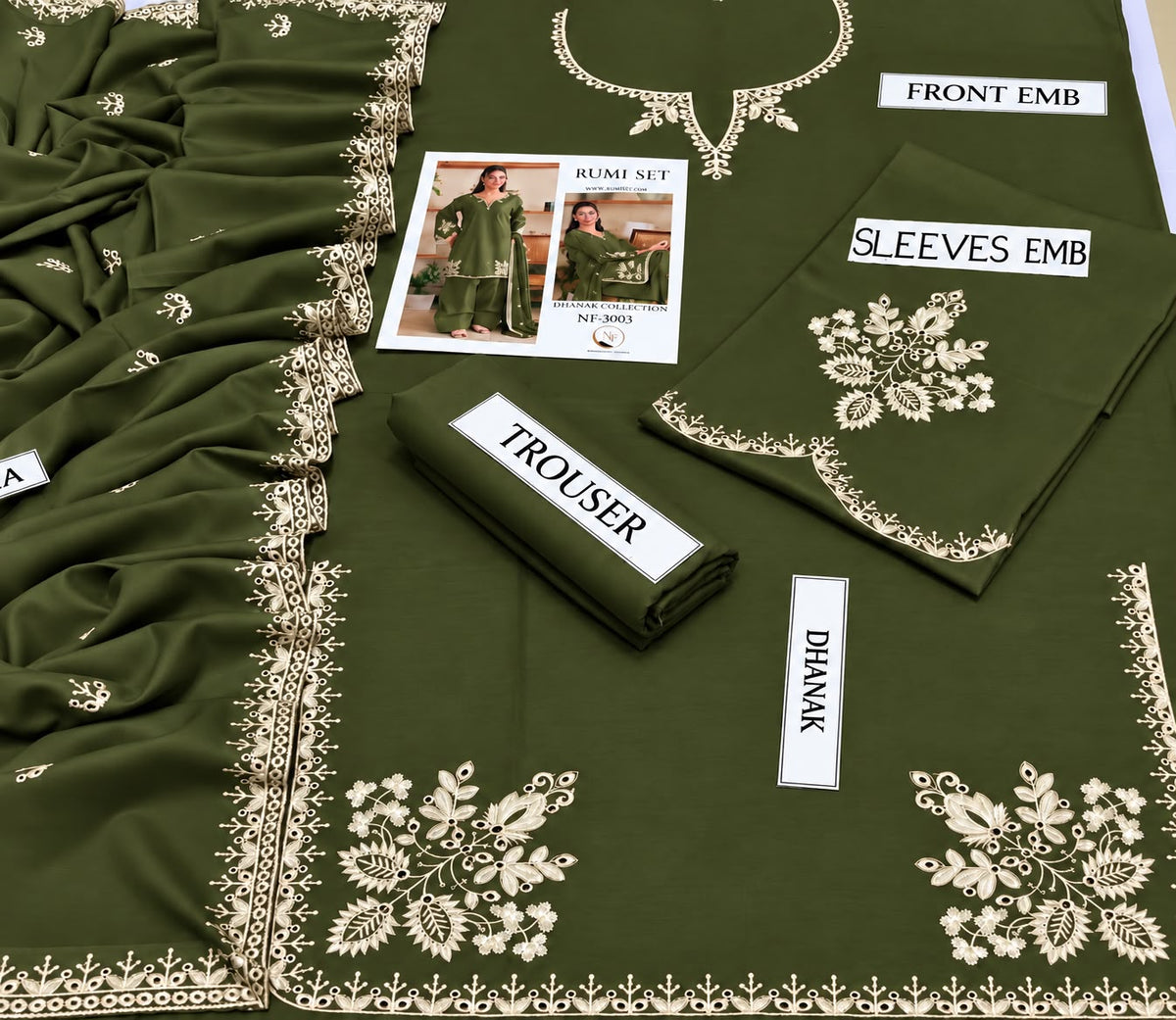 RUMI SET Dhanak 3-Piece Embroidered Suit – Winter Collection 2026–2027 | D# 3003