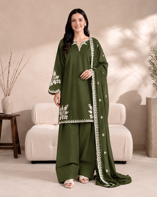 RUMI SET Dhanak 3-Piece Embroidered Suit – Winter Collection 2026–2027 | D# 3003